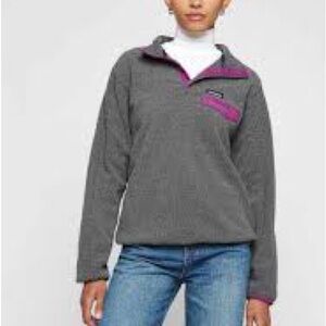 PATAGONIA SYNCHILLA gray and pink pullover top 4 snapfront,  snap chest pocket